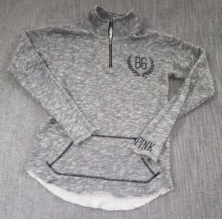 Victoria's Secret Pink Half Zip Pullover Size XS Gray 2