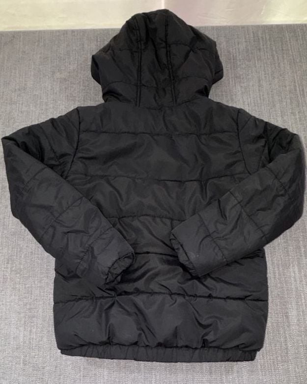 Puma Puffer Jacket Size M (10-12) Black Blue Hooded Fleece Lined 7