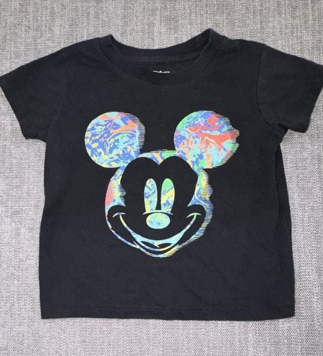 Disney Mickey Mouse Graphic T-Shirt Size 2T Black Tie-Dye 1