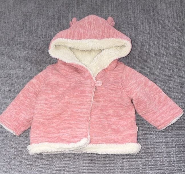 Baby Gap Pink Sherpa Lined Hoodie Jacket Size 0-3 Months 2