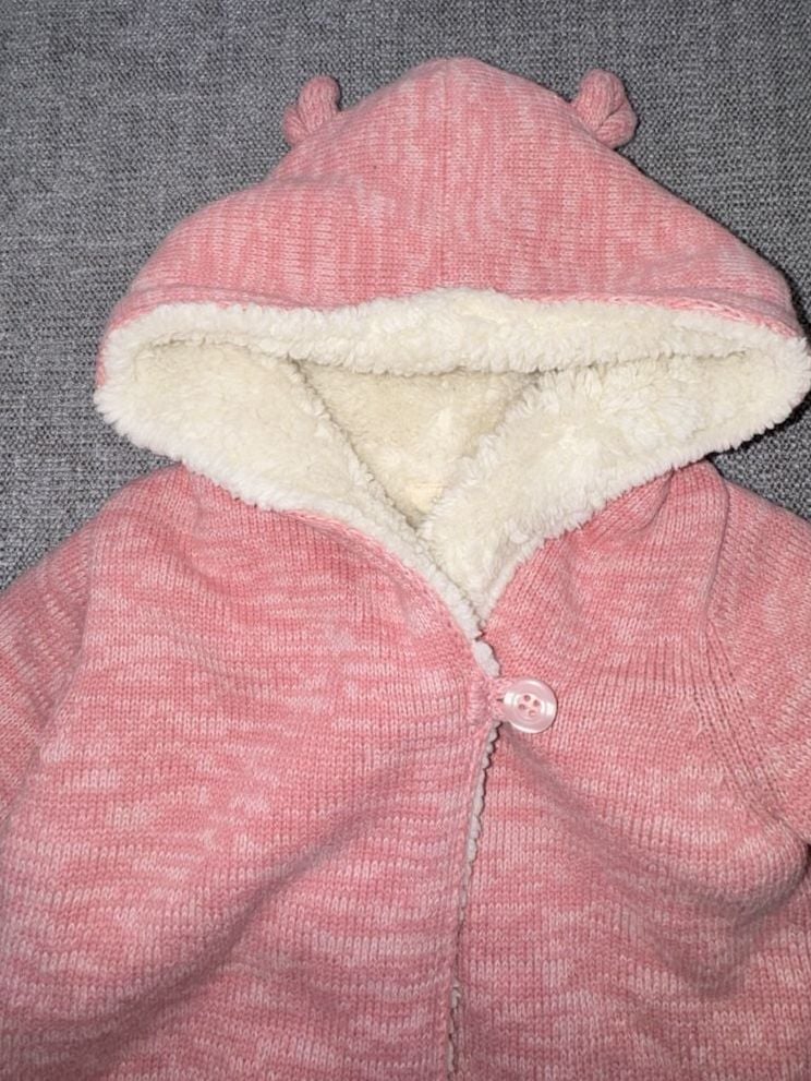 Baby Gap Pink Sherpa Lined Hoodie Jacket Size 0-3 Months 3