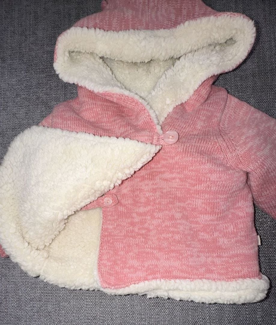Baby Gap Pink Sherpa Lined Hoodie Jacket Size 0-3 Months 4