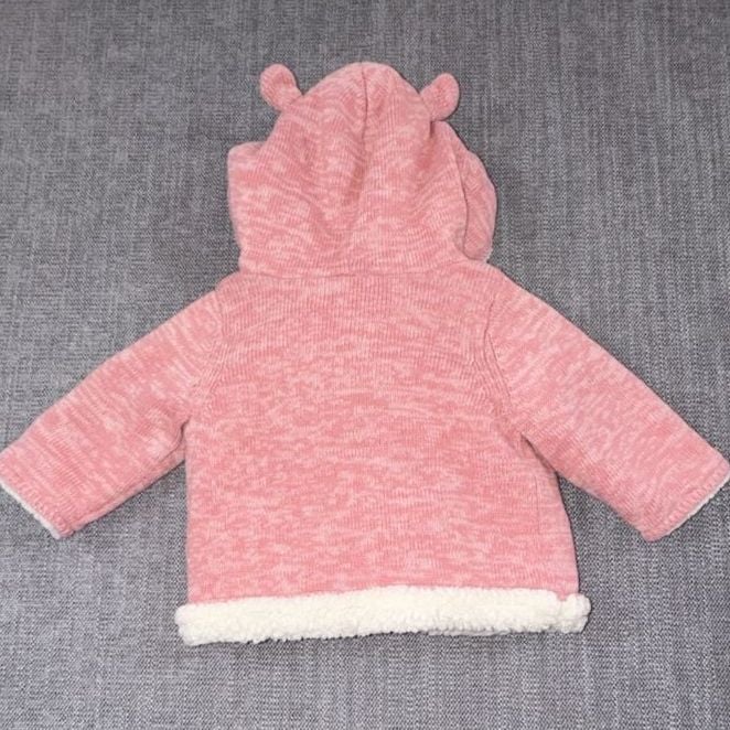 Baby Gap Pink Sherpa Lined Hoodie Jacket Size 0-3 Months 6