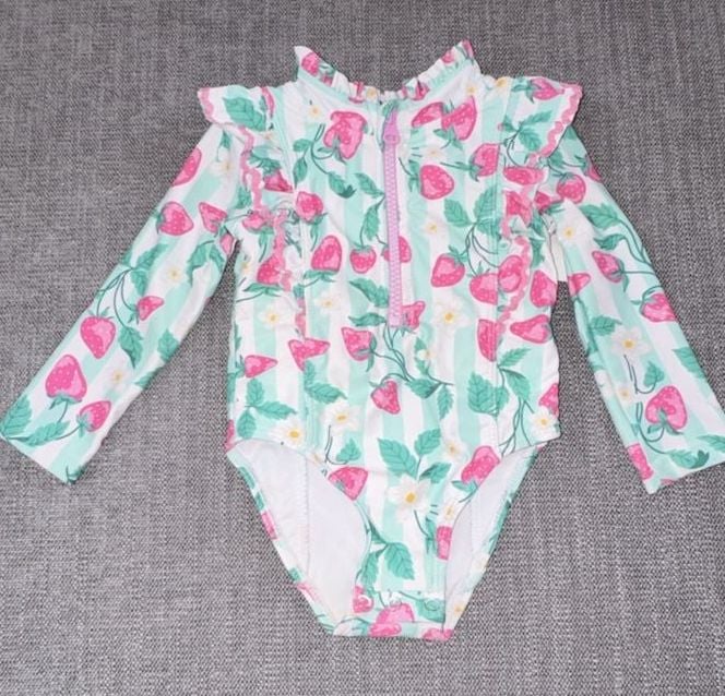 Tommy Bahama Strawberry Long Sleeve Rash Guard Swimsuit 12M 2