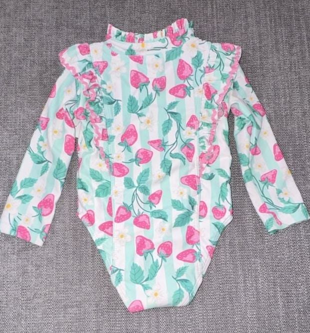 Tommy Bahama Strawberry Long Sleeve Rash Guard Swimsuit 12M 4