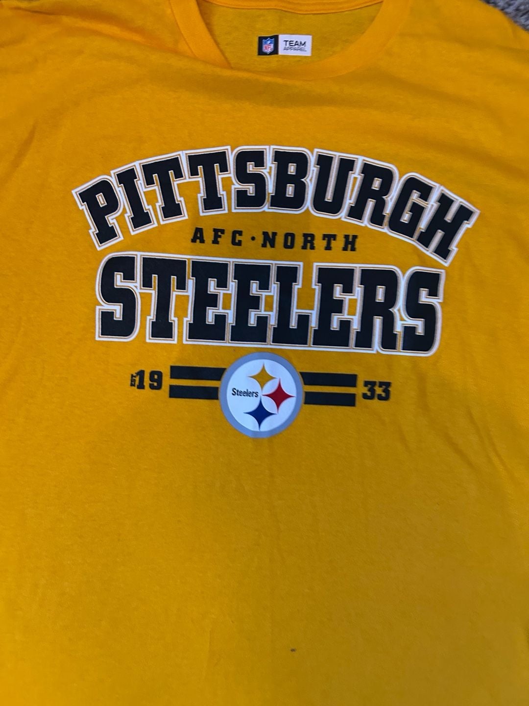 NFL Team Apparel Pittsburgh Steelers T-Shirt XL Yellow Cotton NFL Football 3
