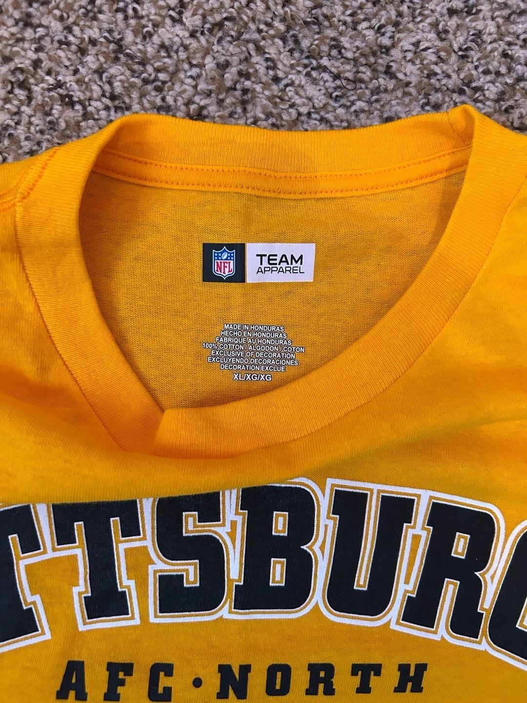 NFL Team Apparel Pittsburgh Steelers T-Shirt XL Yellow Cotton NFL Football 4