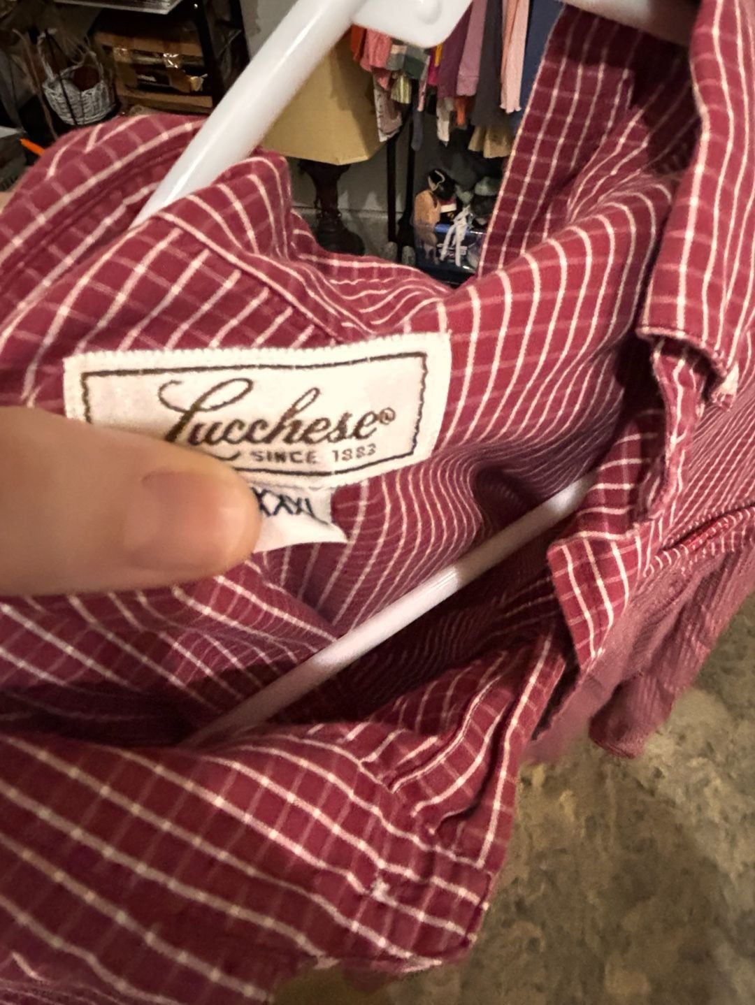 Lucchese Button Down Shirt Size XXXL Red White Check Long Sleeve 3