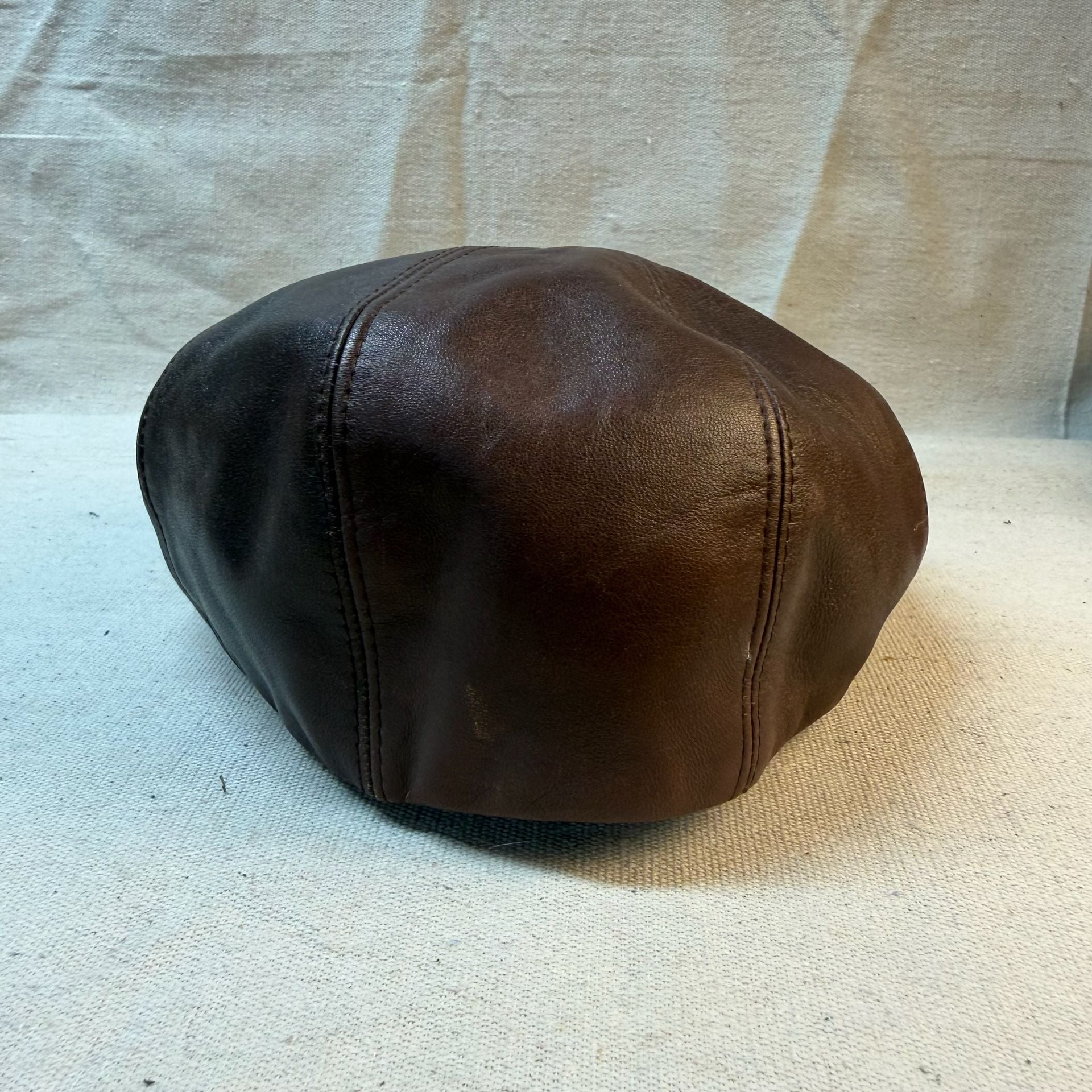 Capas Headwear Newsboy Cap Size L Brown Leather Italian Made 3