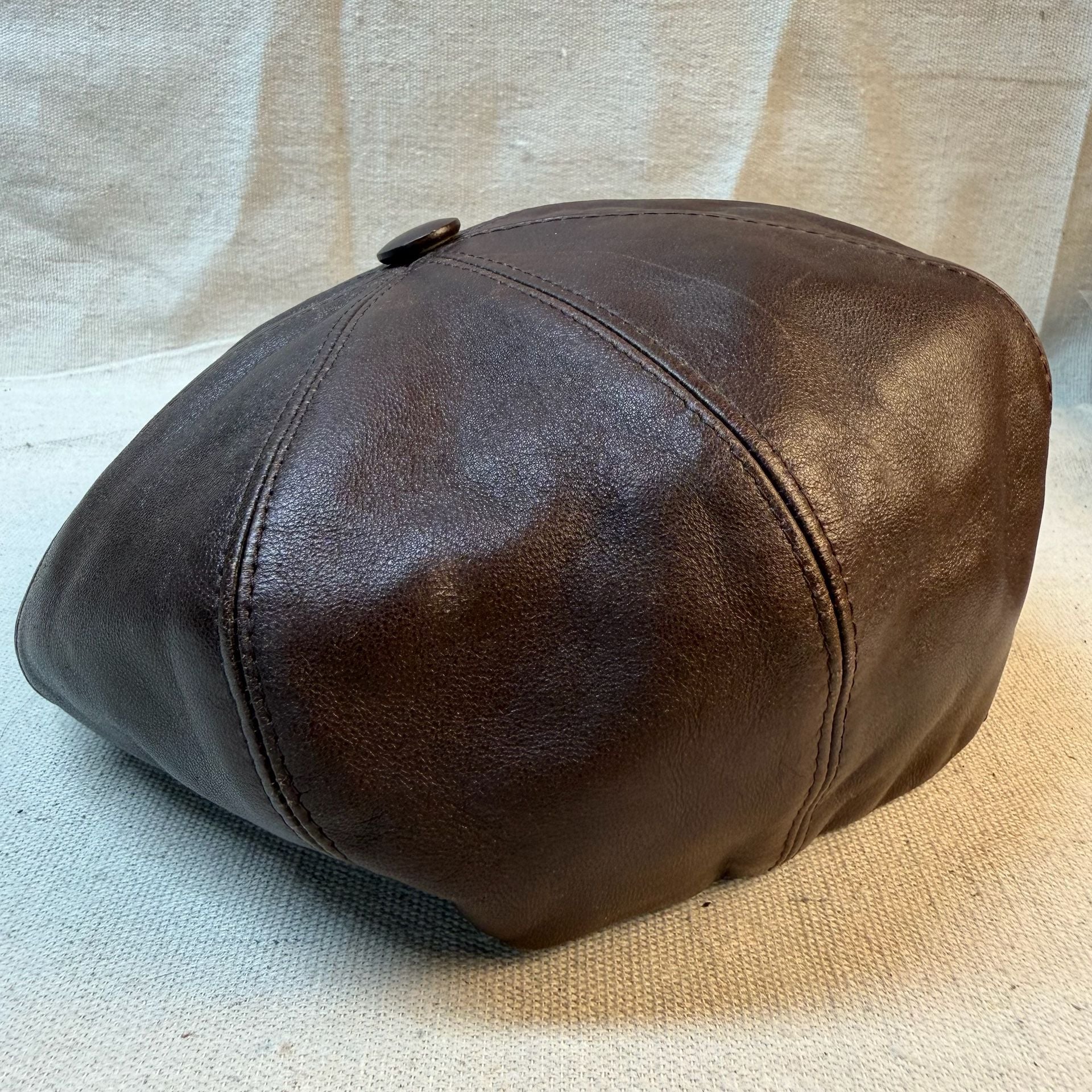 Capas Headwear Newsboy Cap Size L Brown Leather Italian Made 4