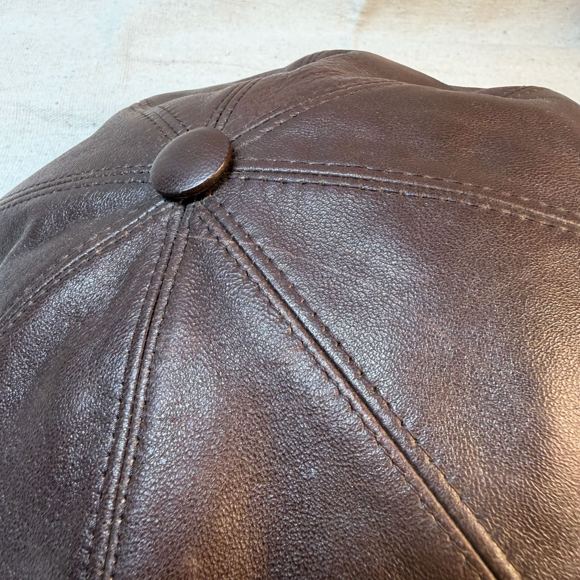 Capas Headwear Newsboy Cap Size L Brown Leather Italian Made 5