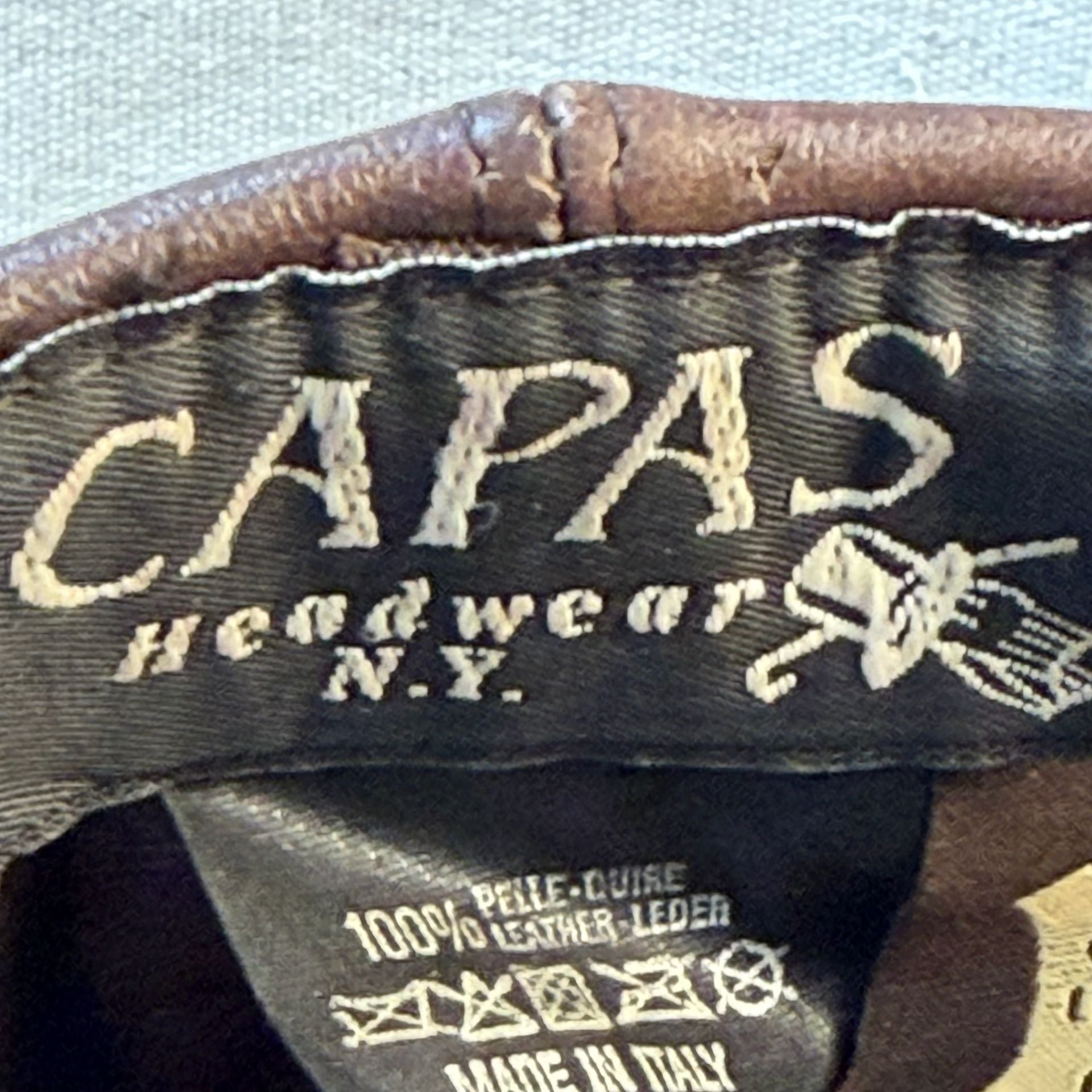 Capas Headwear Newsboy Cap Size L Brown Leather Italian Made 6