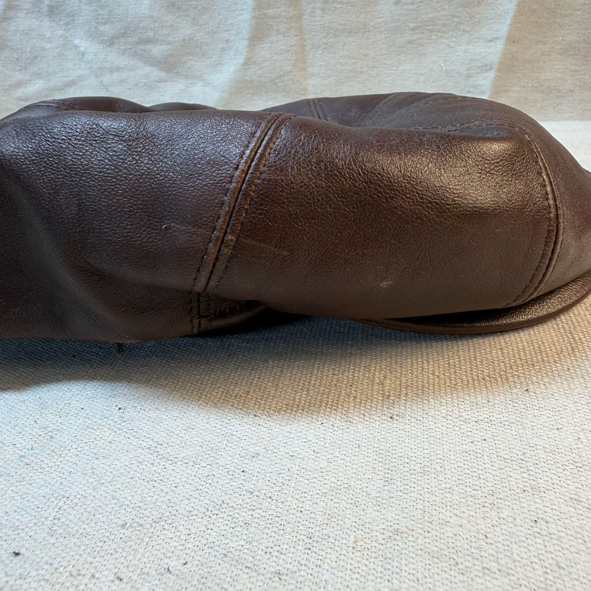Capas Headwear Newsboy Cap Size L Brown Leather Italian Made 9