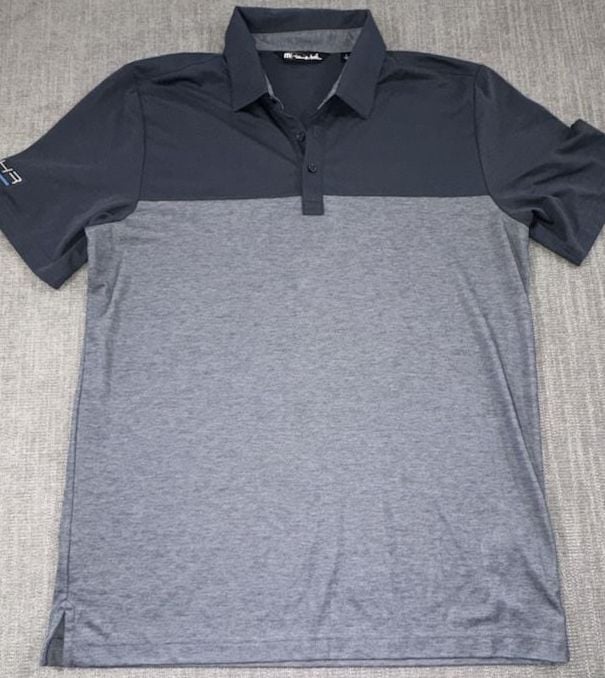 TravisMathew Polo Shirt Size L Gray Colorblock Lehr Embroidered Logo 2