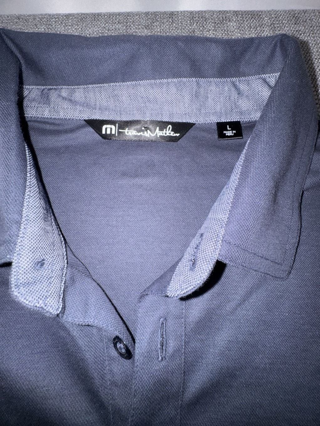 TravisMathew Polo Shirt Size L Gray Colorblock Lehr Embroidered Logo 3