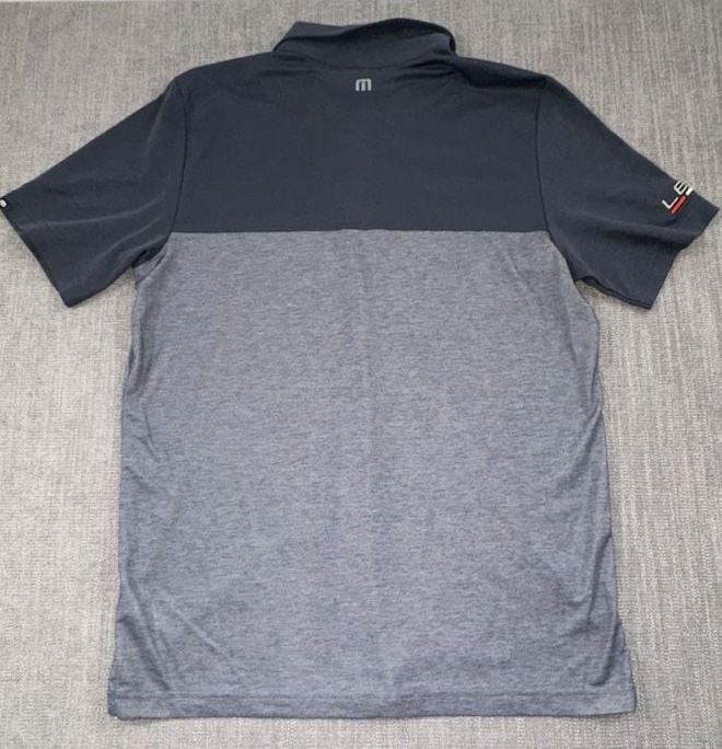 TravisMathew Polo Shirt Size L Gray Colorblock Lehr Embroidered Logo 5