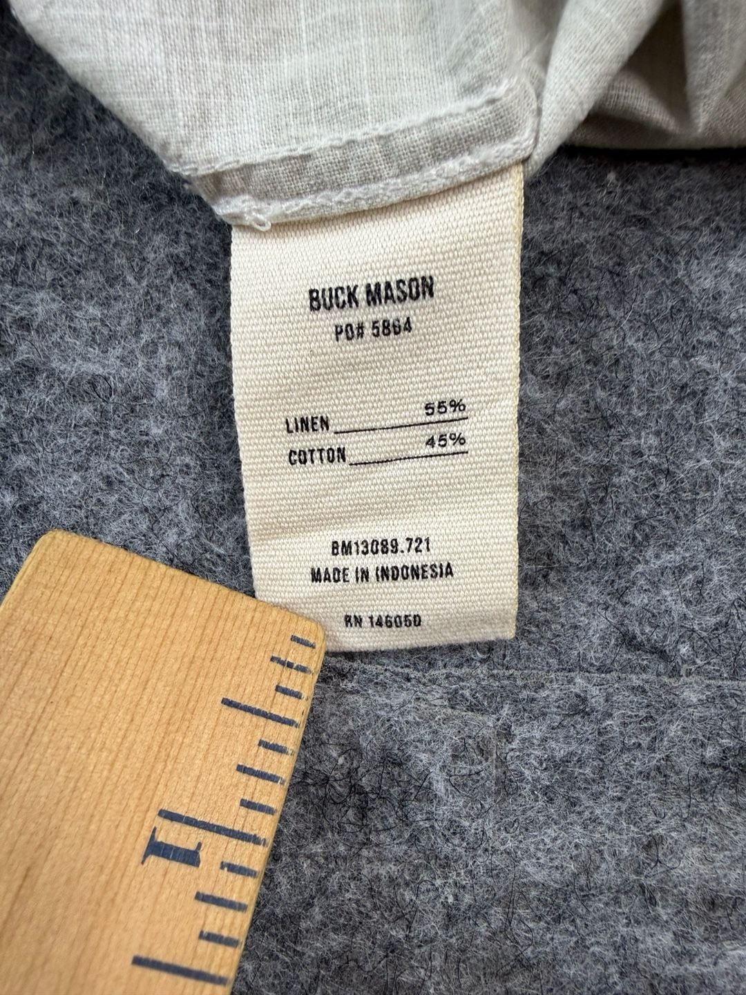 Buck Mason Short Sleeve Camp Shirt Size Large Beige Plaid Linen Cotton 4