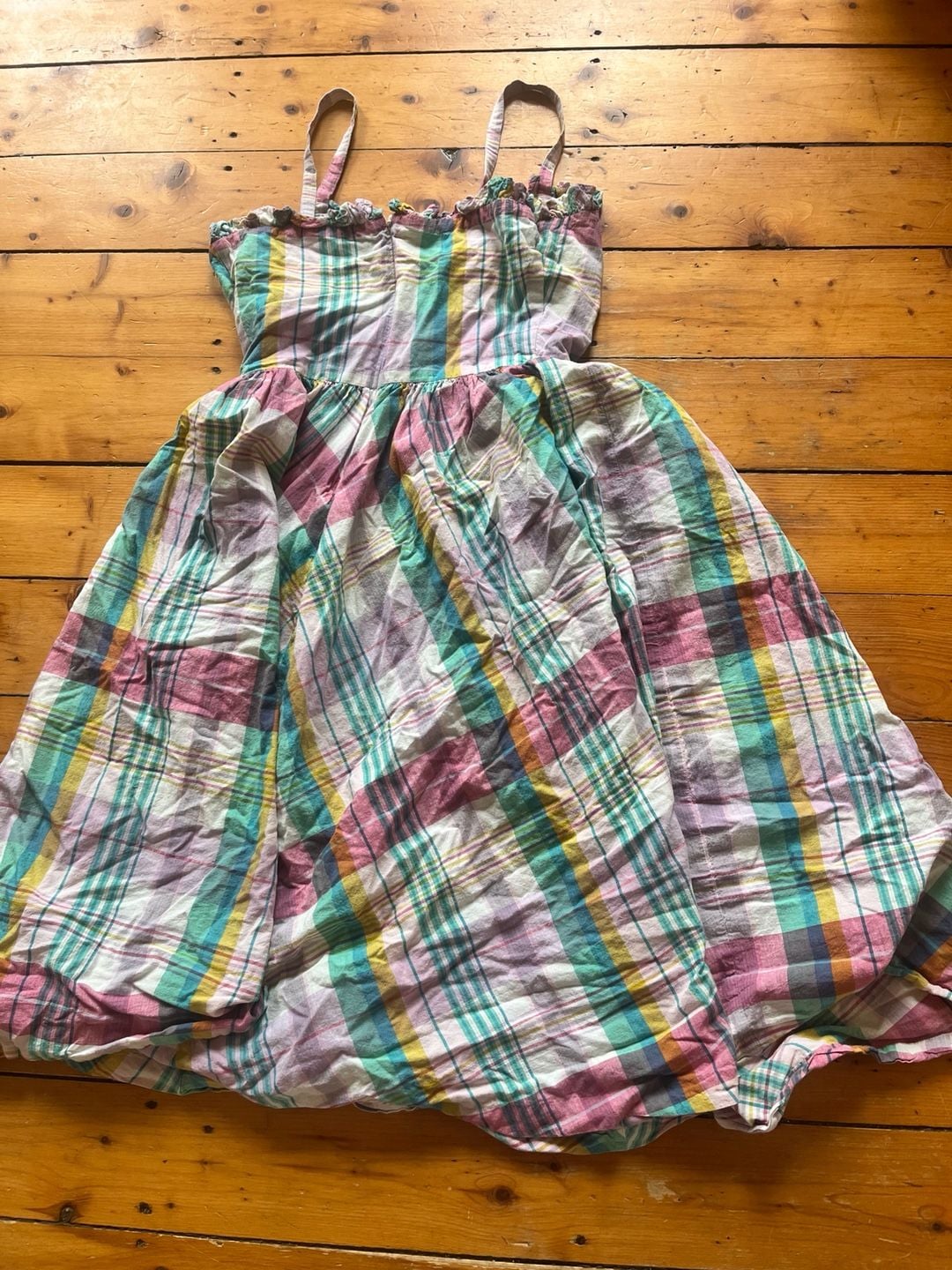 Polo Ralph Lauren Plaid Sundress with Ruffles Size 6 Multi Color 100% Cotton 3
