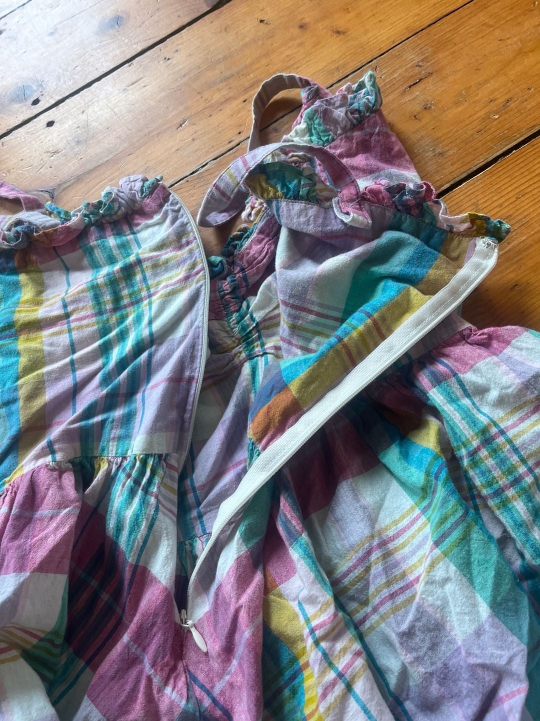 Polo Ralph Lauren Plaid Sundress with Ruffles Size 6 Multi Color 100% Cotton 8