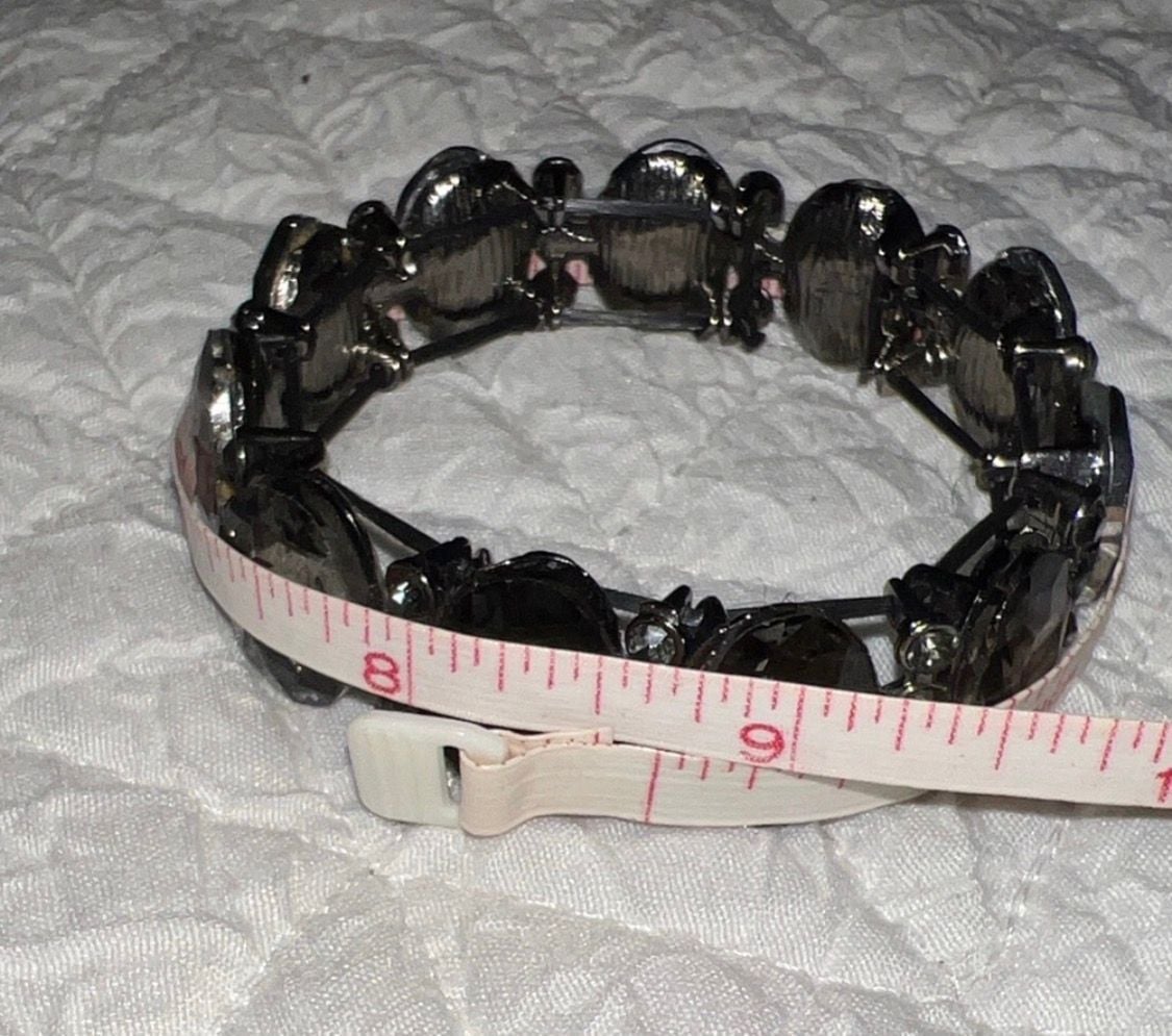 Unbranded Black Rhinestone Stretch Bracelet Gunmetal 6
