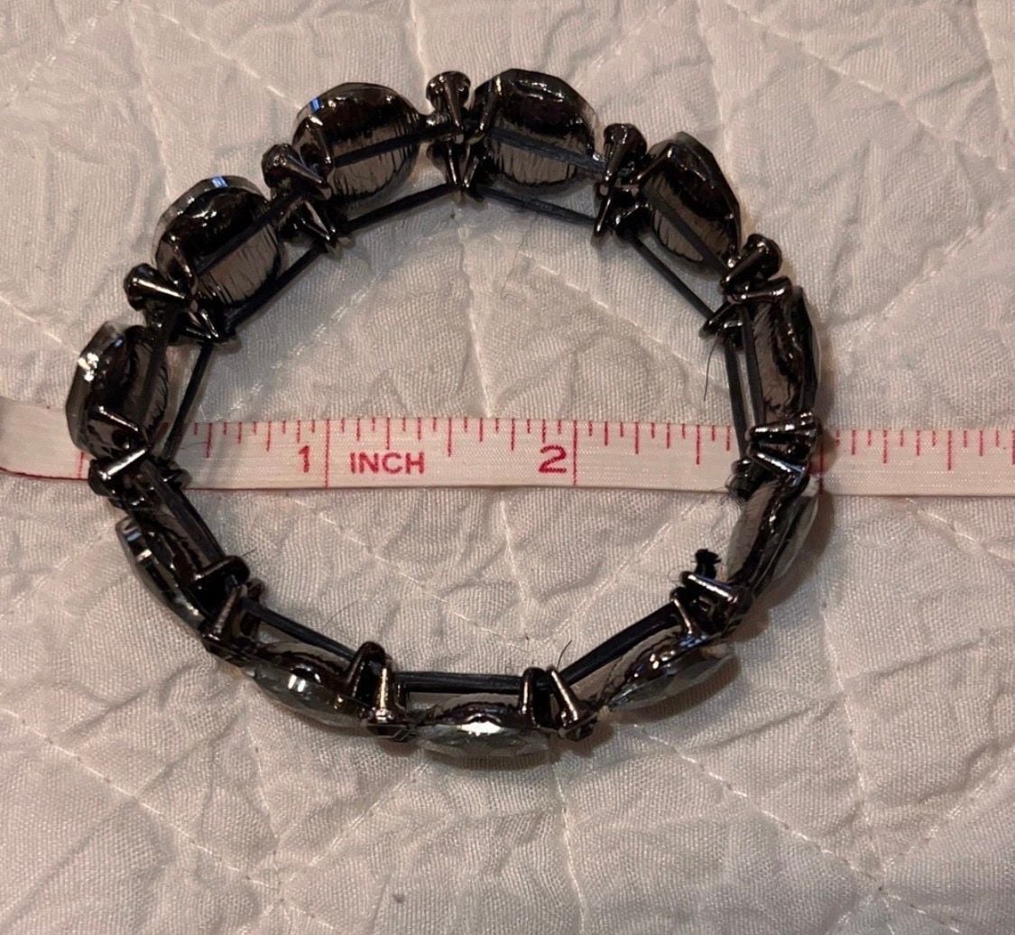 Unbranded Black Rhinestone Stretch Bracelet Gunmetal 3