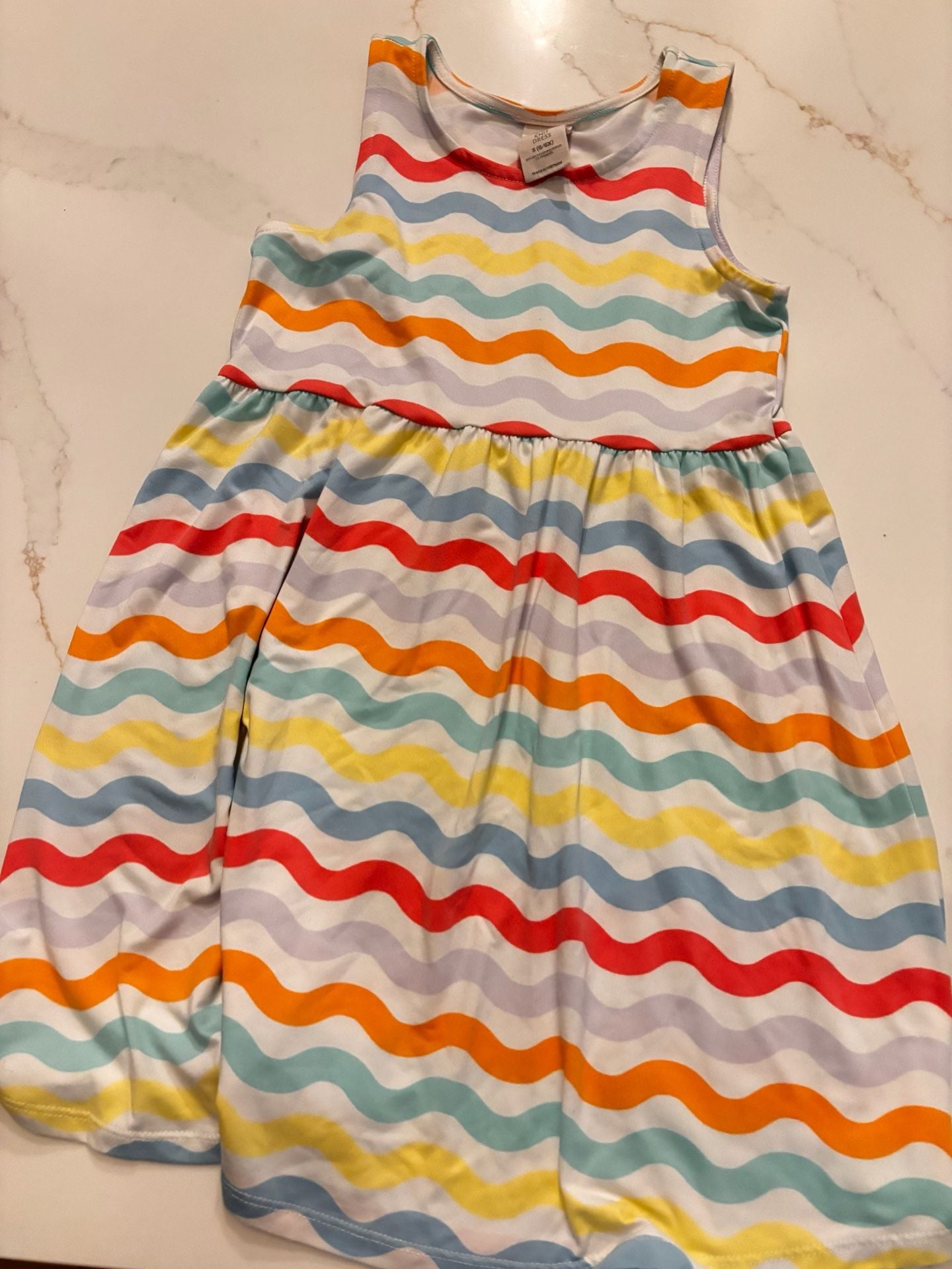 Member's Mark Knit Dress Size S (6/6X) Rainbow Waves Sleeveless 1