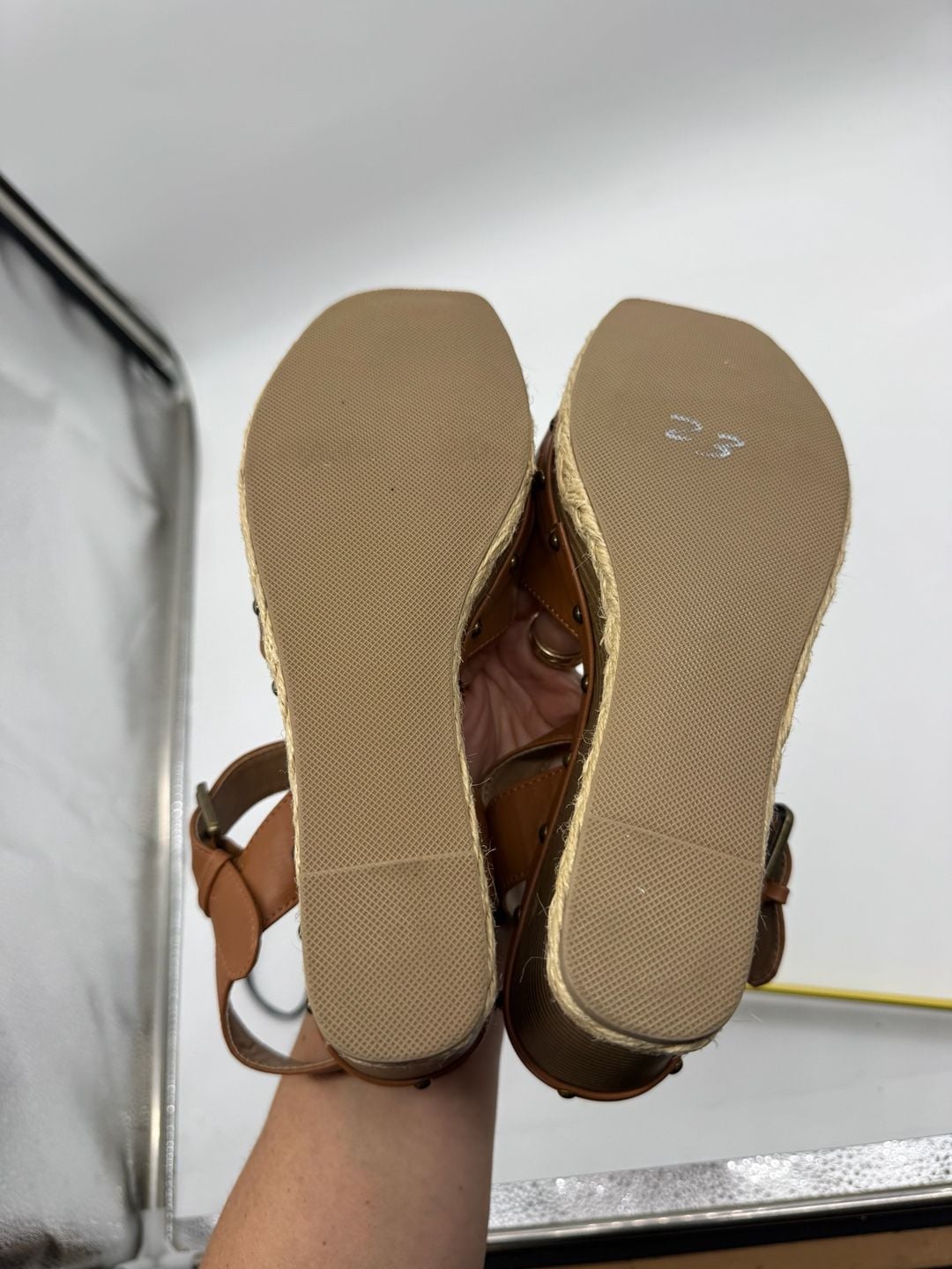 - Report Wedge Sandals Size 7.5 Brown Ankle Strap Platform - Never worn 7