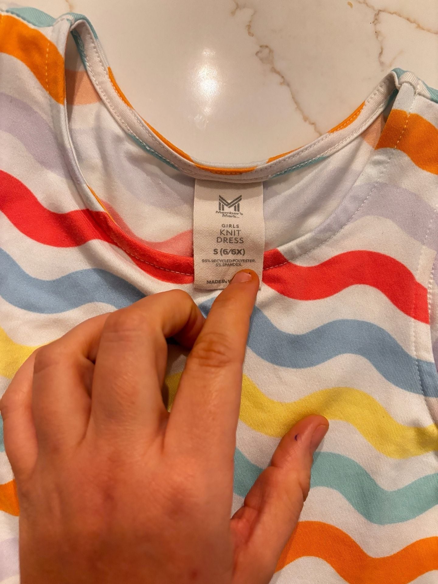 Member's Mark Knit Dress Size S (6/6X) Rainbow Waves Sleeveless 2