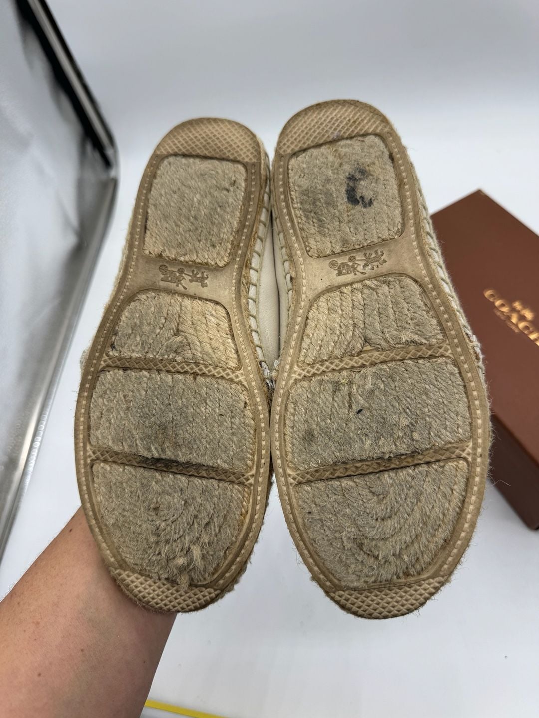 Coach Rhodelle Soft Lambskin Espadrille Flats Size 8 M White 7