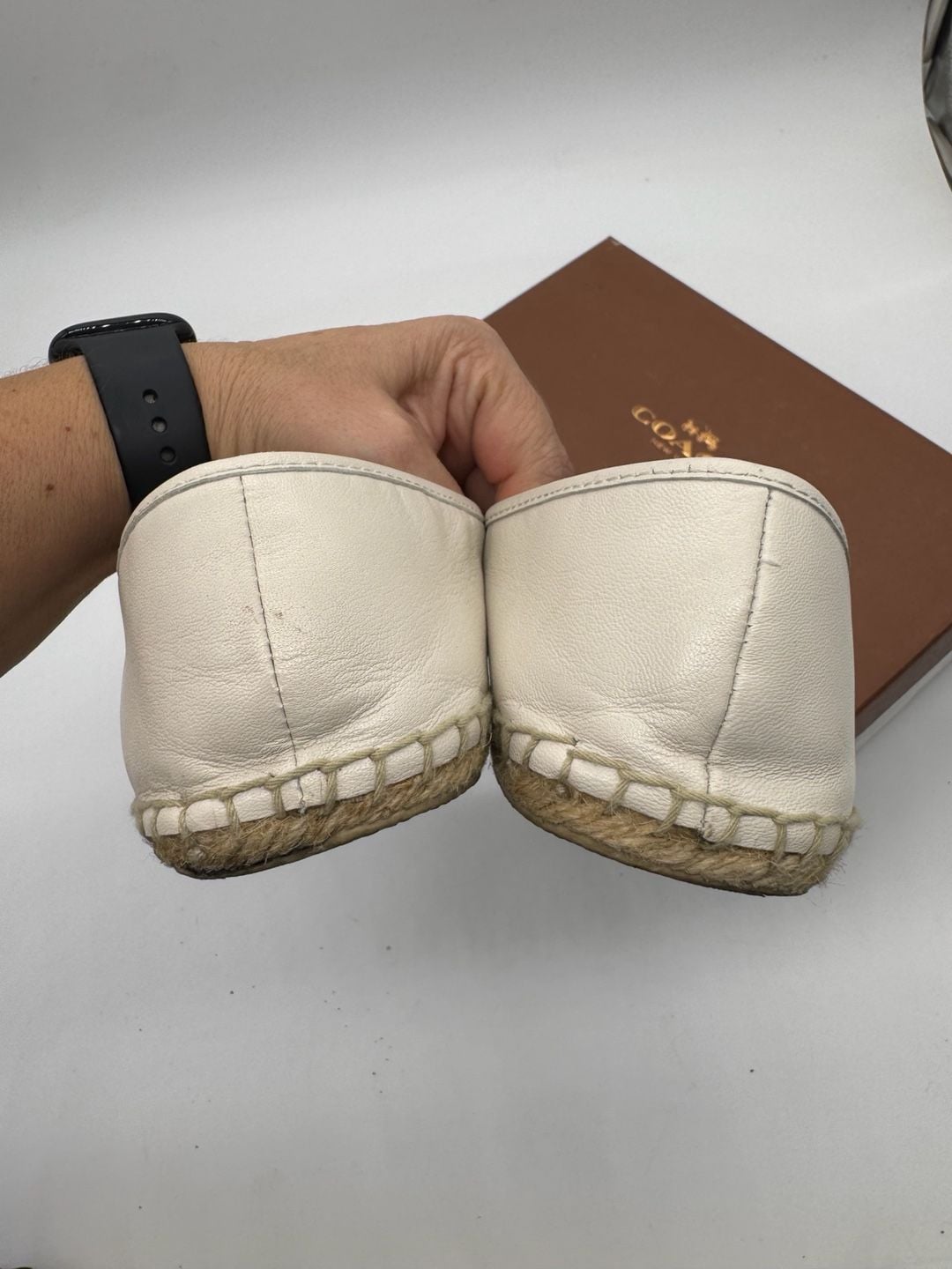 Coach Rhodelle Soft Lambskin Espadrille Flats Size 8 M White 8