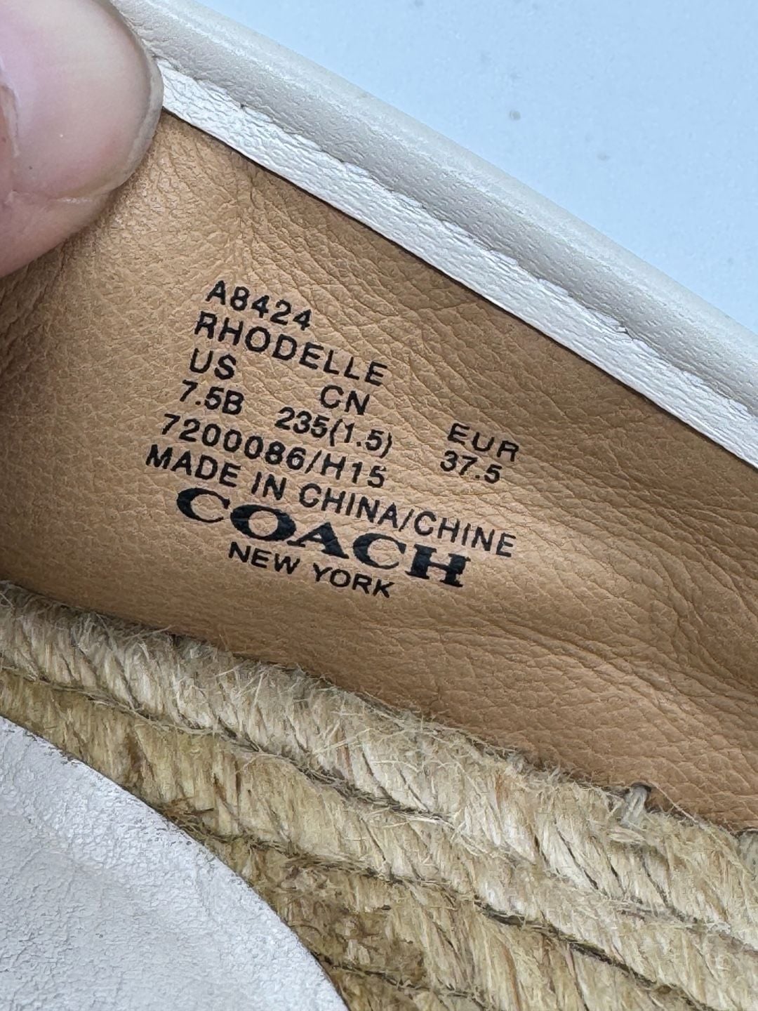 Coach Rhodelle Soft Lambskin Espadrille Flats Size 8 M White 9