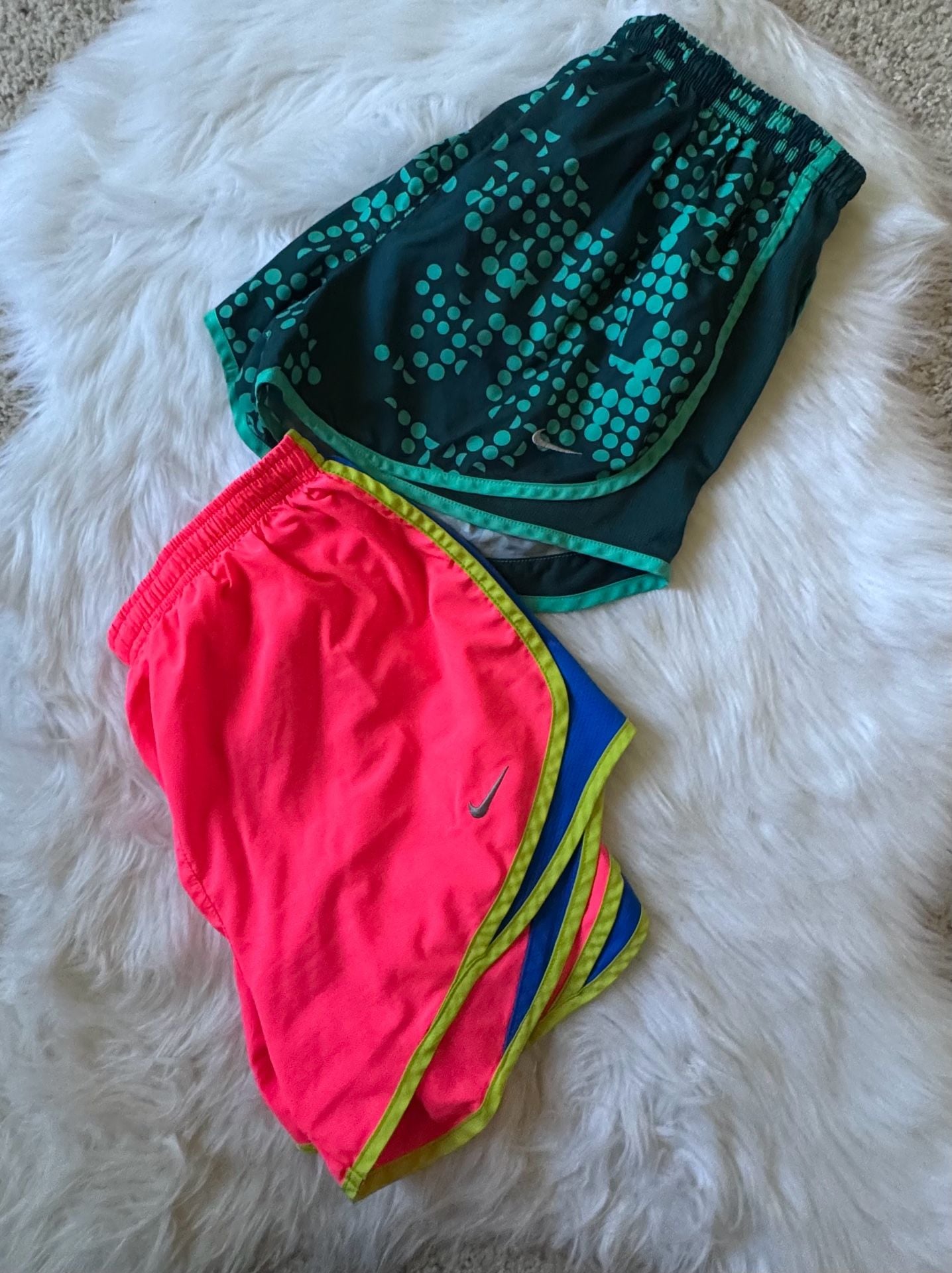 Nike Running Shorts Size S Lot of 2 Green and Bright Pink Dri-FIT 11