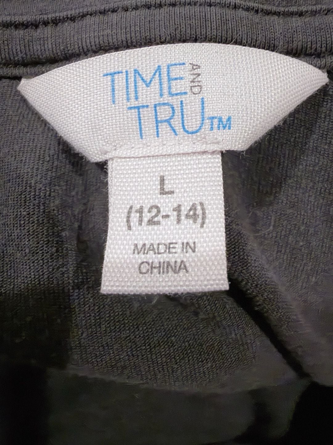 Time And Tru Ruched Side Top Size L (12-14) Black 6