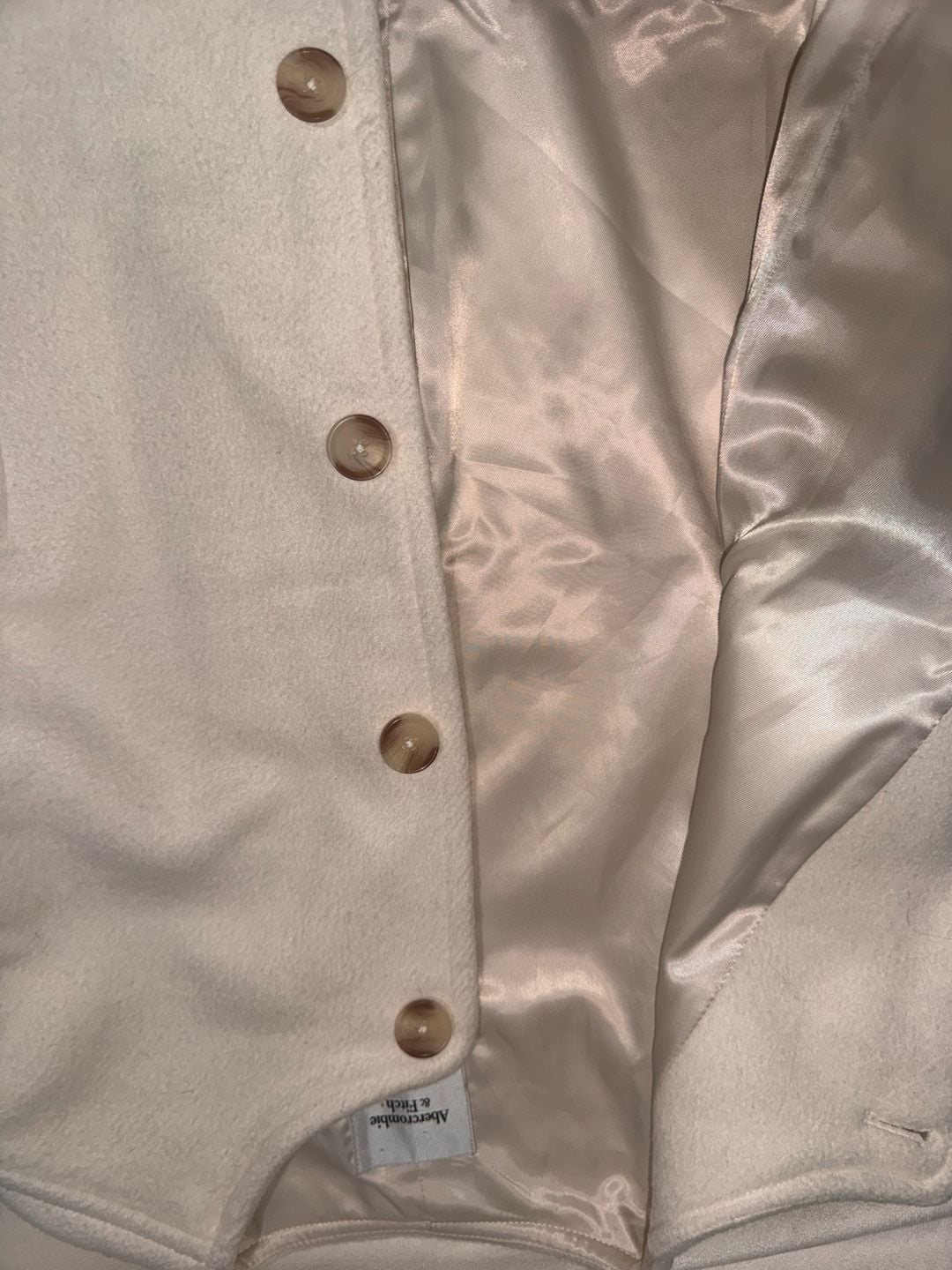 Abercrombie & Fitch Button Jacket Size M Cream Wool Blend 4