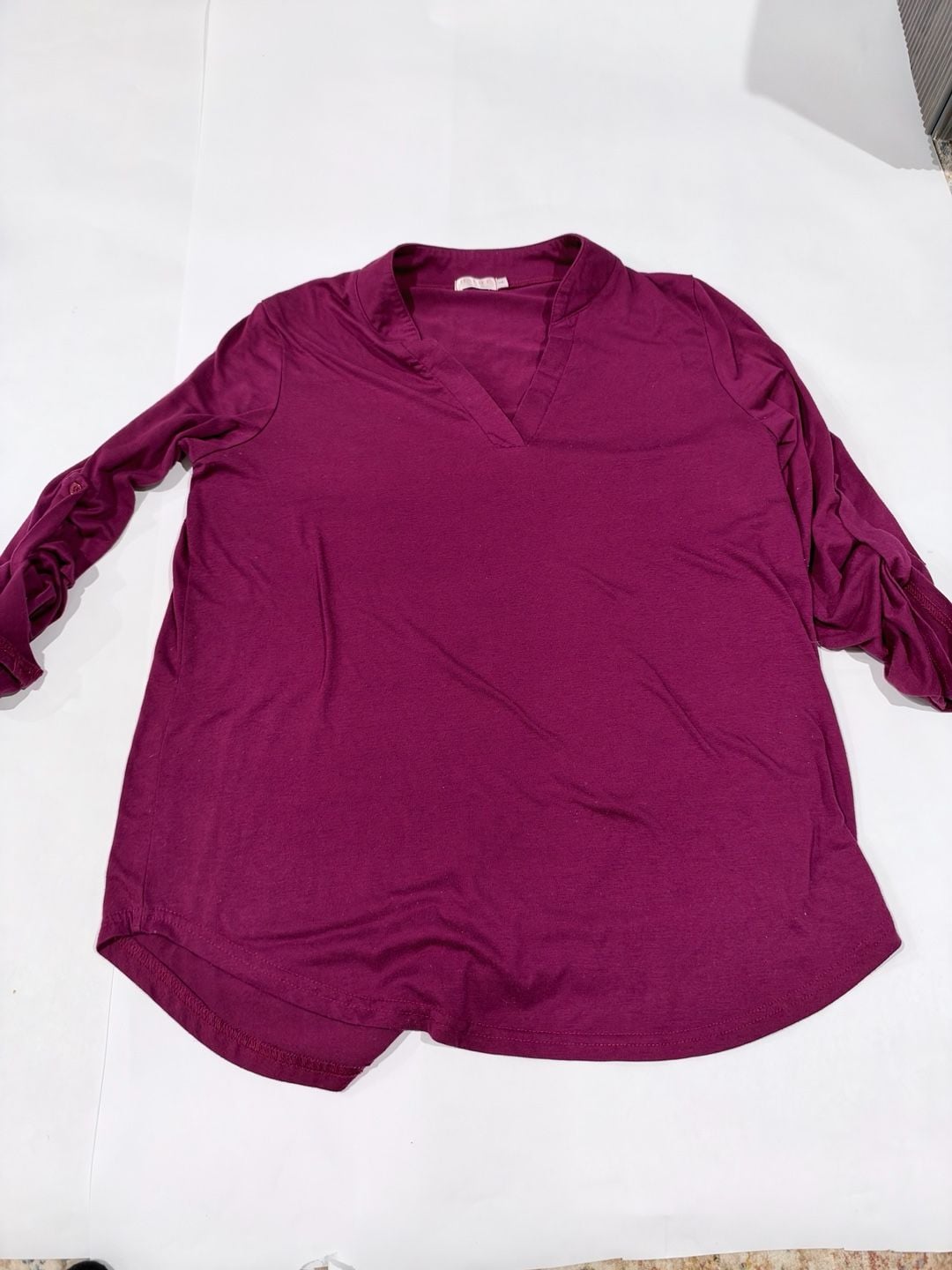Halife Size L V-Neck 3/4 Sleeve Top Magenta 2
