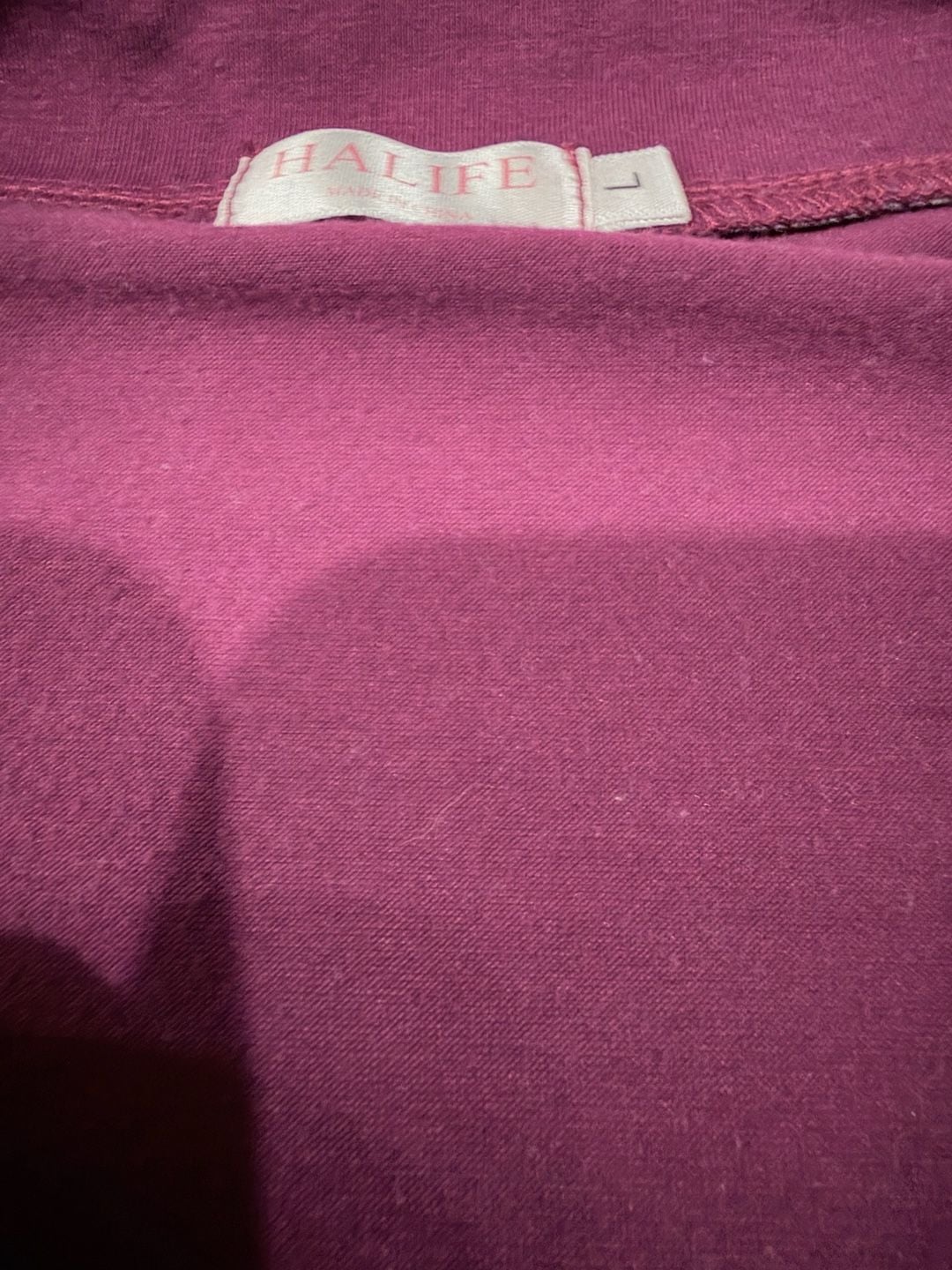 Halife Size L V-Neck 3/4 Sleeve Top Magenta 4