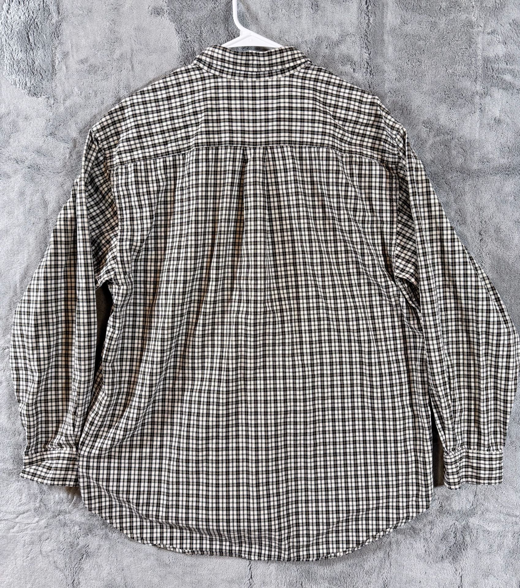 Abercrombie & Fitch Button-Down Plaid Shirt Black White Long Sleeve 2XL 8