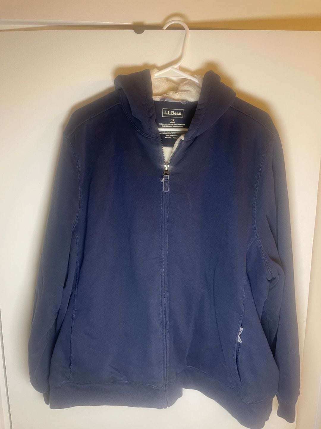 L.L. Bean Sherpa Lined Zip Hoodie Size 3X Blue Fleece 2