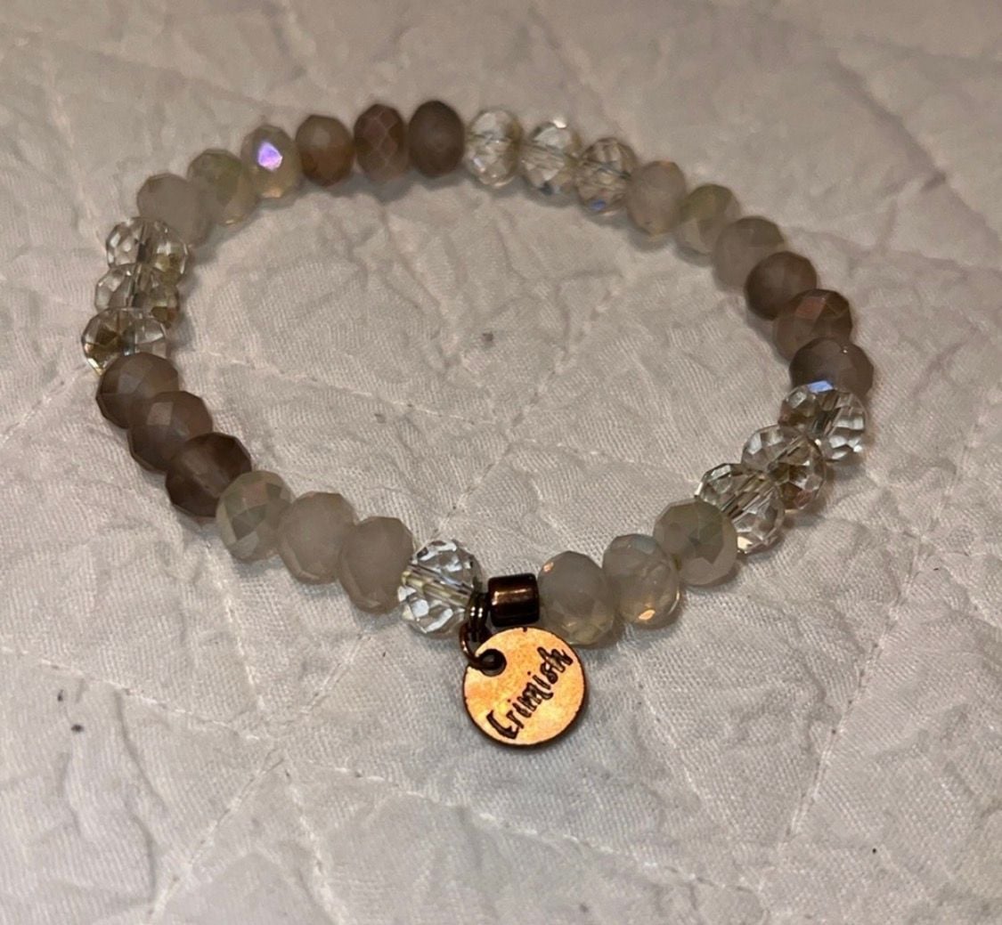 Erimish Beaded Stretch Bracelet Neutral Crystal 2