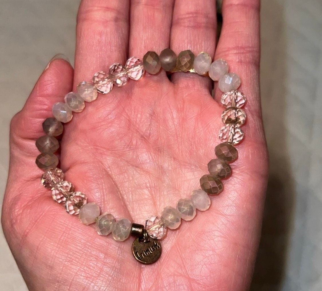 Erimish Beaded Stretch Bracelet Neutral Crystal 4