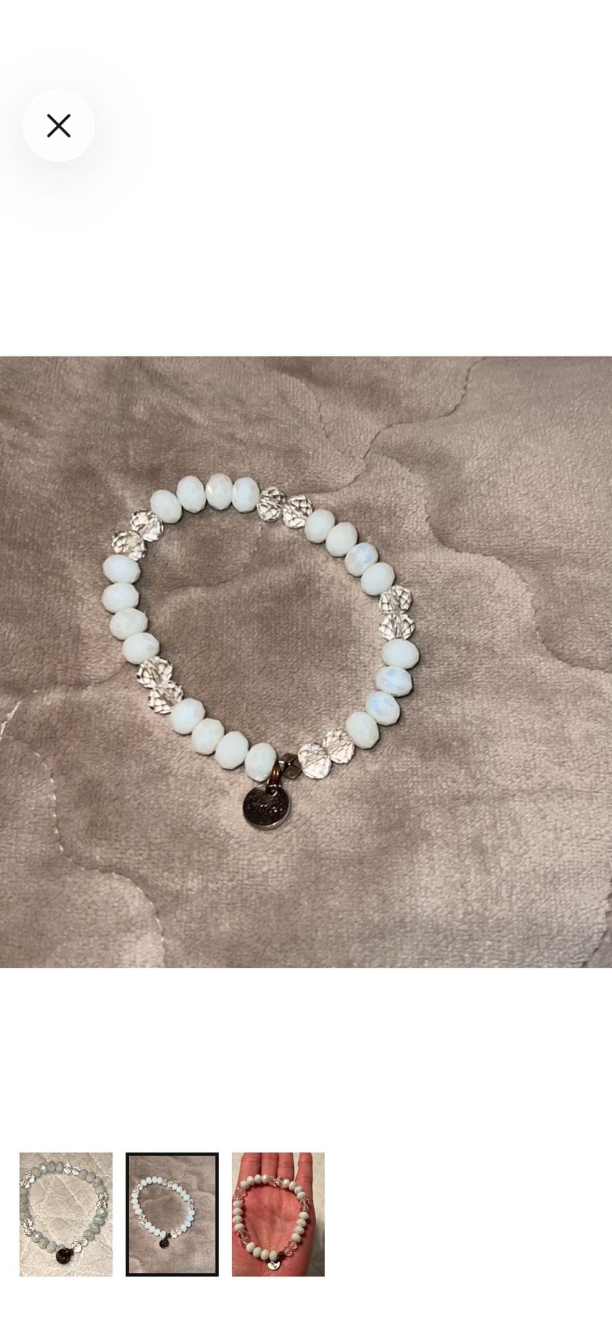 Limish Beaded Stretch Bracelet White Crystal 2