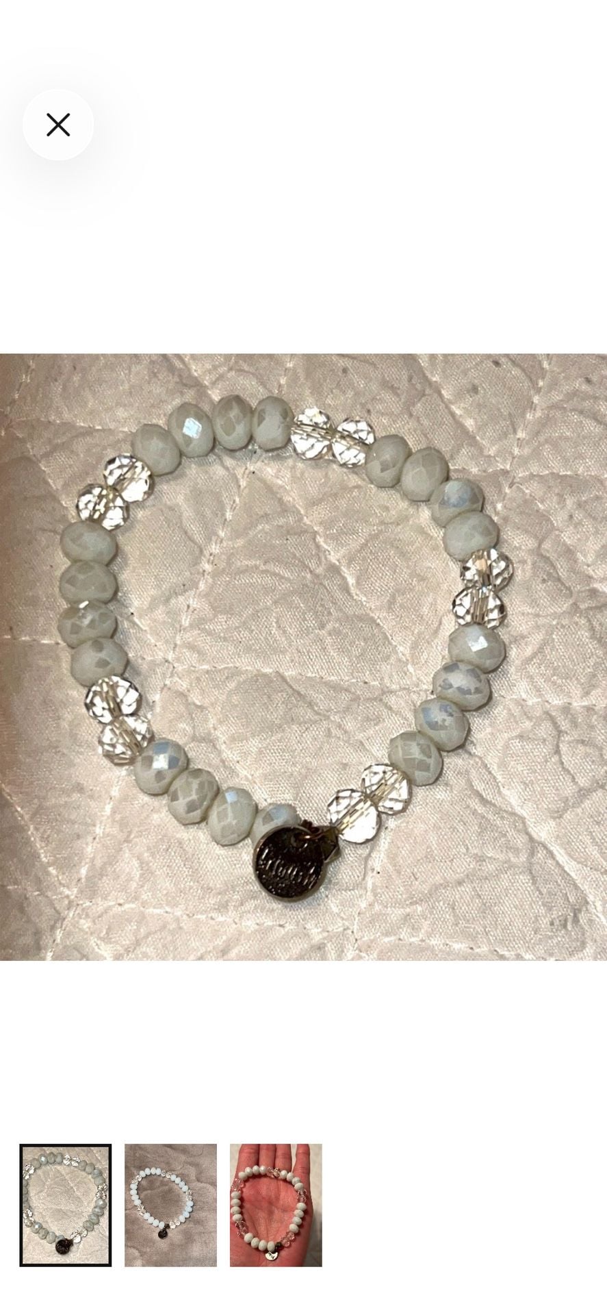 Limish Beaded Stretch Bracelet White Crystal 3