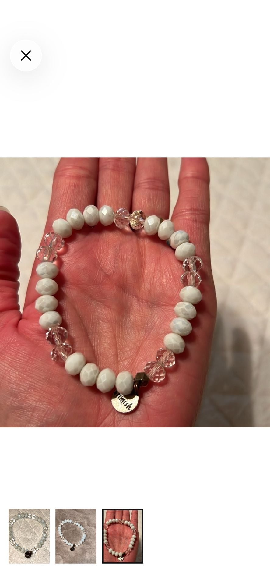 Limish Beaded Stretch Bracelet White Crystal 4