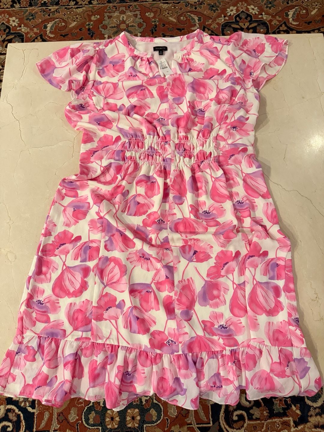 Talbots Flounce Hem Spring Poppies Dress 3