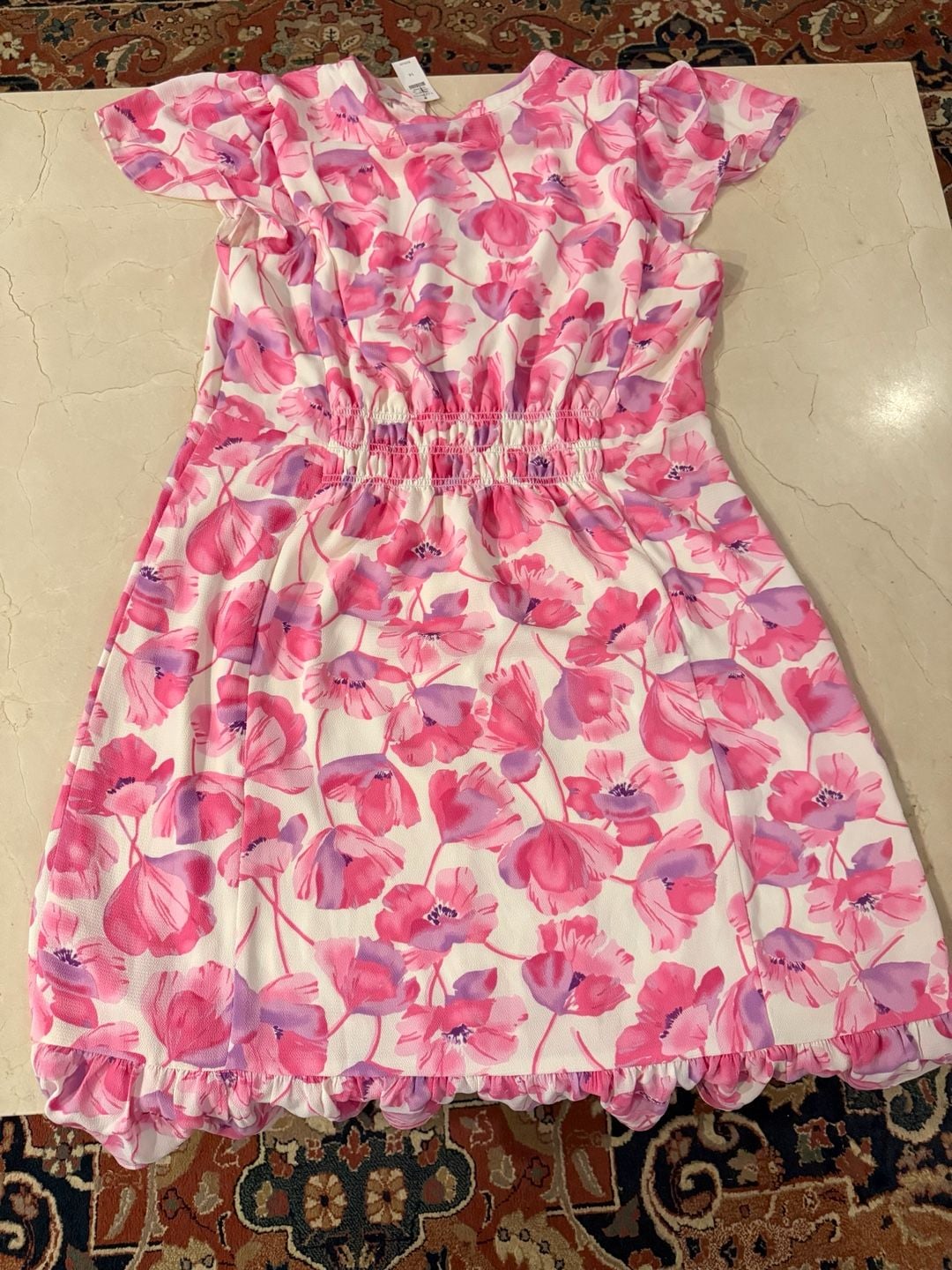 Talbots Flounce Hem Spring Poppies Dress 6