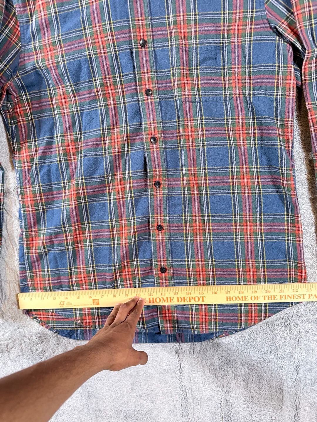 L.L. Bean Plaid Flannel Button Down Shirt Size L-TALL Blue Red Long Sleeve 7