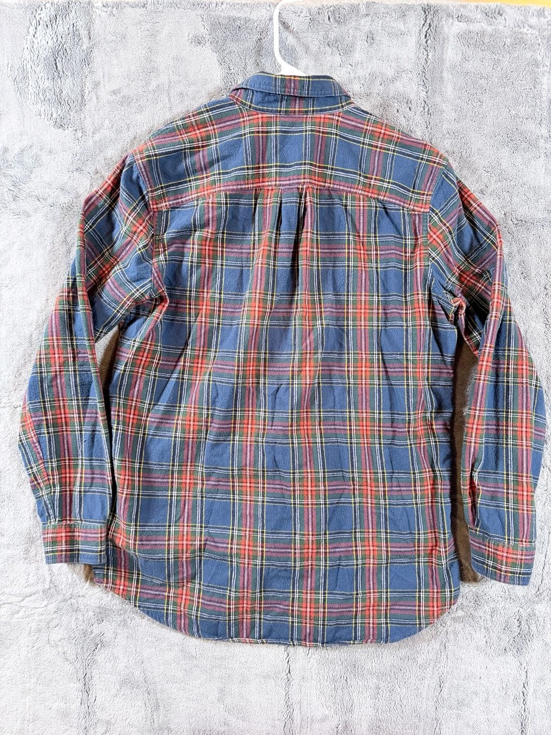 L.L. Bean Plaid Flannel Button Down Shirt Size L-TALL Blue Red Long Sleeve 9