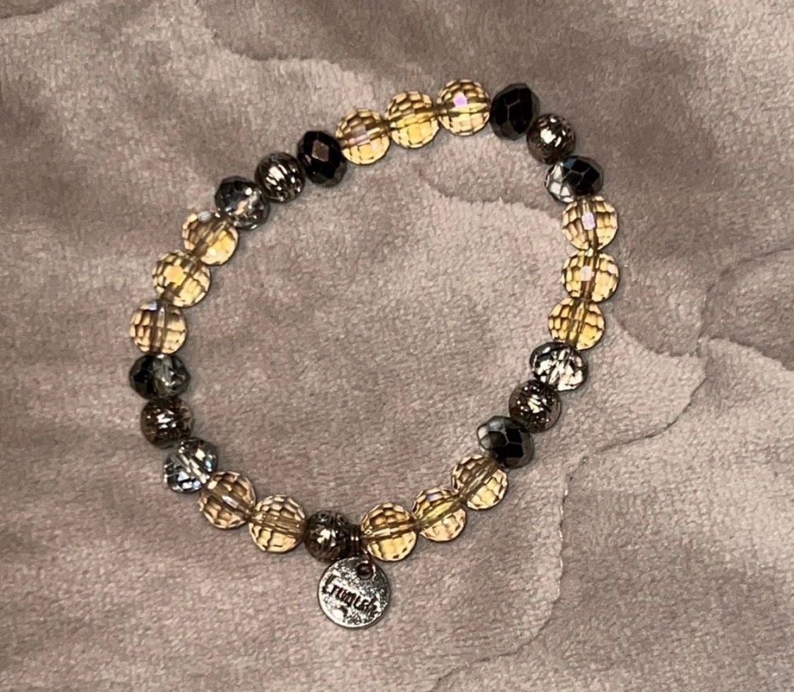 Erimish Beaded Stretch Bracelet Brown Gold 2