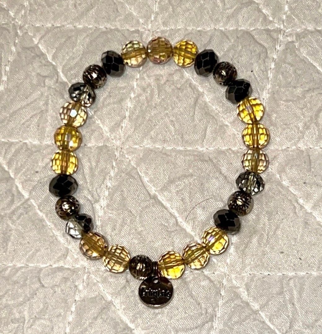 Erimish Beaded Stretch Bracelet Brown Gold 3