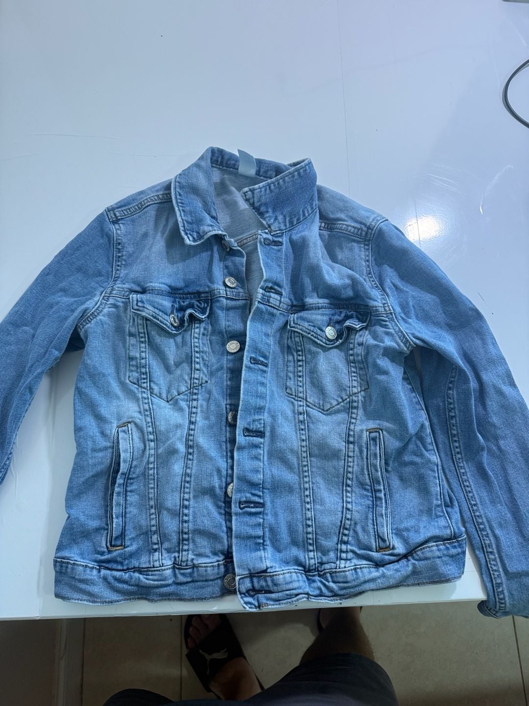 & Denim Denim Jacket Size 12 Light Wash 2